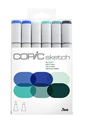 【中古】【未使用 未開封品】Copic Markers 6-Piece Sketch Set, Sea and Sky by Copic Marker