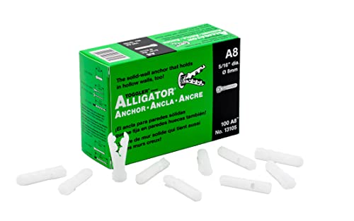 TOGGLER ALLIGATOR A8 Screw Anchor, Plastic, 5/16 Diameter, 1-9/16 Length, #8 to #14 Threads, Pack Of 100 by TOGGLER