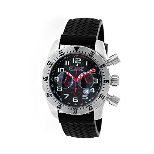 【中古】【未使用・未開封品】Equipe Headlight Men's Chronograph Strap Watch with Date, Silver/Black, Standard