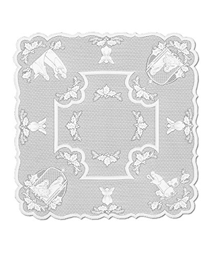 【中古】【未使用・未開封品】Heritage Lace Silent Night 114.3cm by 114.3cm White Table Topper