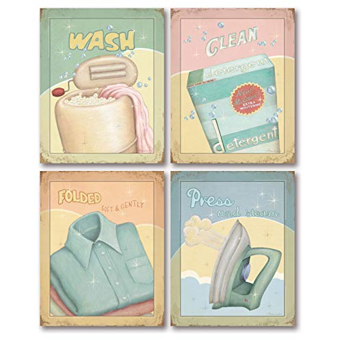 【中古】【未使用・未開封品】4パステルランドリー部屋アートプリントClean Fold Wash押し、8?by 10-inch Four 8x10in Poster Prints 【中古】【未使用・未開封品】4パステルランドリー部屋アートプリントClean Fold Wash押し、8?by 10-inch Four 8x10in Poster Prints
