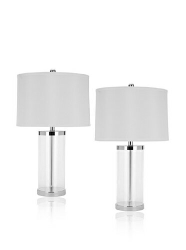【中古】【未使用・未開封品】Safavieh Lighting Collection Jeanie ガラスシリンダー 25インチ 寝室 リビングルーム ホーム オフィス デスク ナイトスタンド テーブルランプ(2)