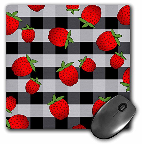 【中古】【未使用・未開封品】3drose LLC 8?x 8?x 0.25インチレッドイチゴonブラックチェックマウスパッド( MP _ 24735?_ 1?)