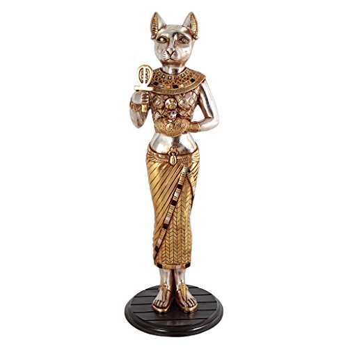 【中古】【未使用・未開封品】Design Toscano NE23327 エジプトの猫の女神バステット像 ロイヤルアンク フルカラー