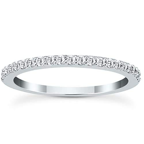 【中古】【未使用・未開封品】Szul レディース 10KホワイトゴールドAGS認定1/4カラットTWホワイトダイヤモンドバンド 4.5