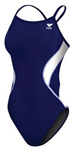 (26, Navy/White) - TYR Adult Alliance Diamond Back Splice Swimsuit