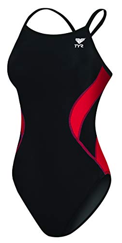 (28, Black/White) - TYR Adult Alliance Diamond Back Splice Swimsuit