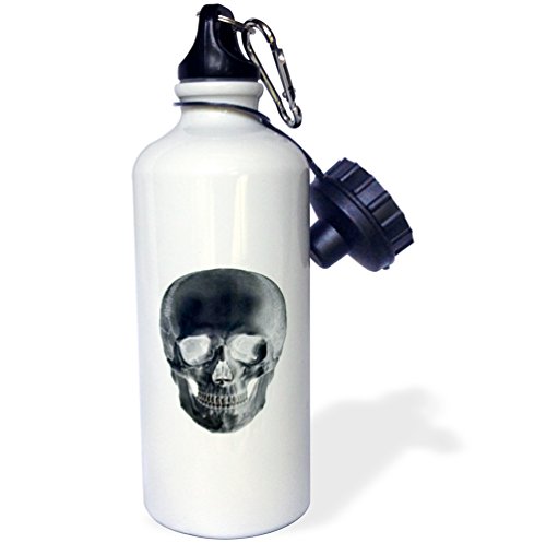 3dRose "Skull in Negative" スポーツウォーターボトル 21オンス ホワイト