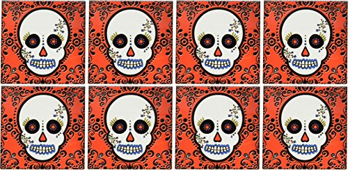 【中古】【未使用・未開封品】(set-of-8-Ceramic) - Janna Salak Designs Day of the Dead Skull Dia d..