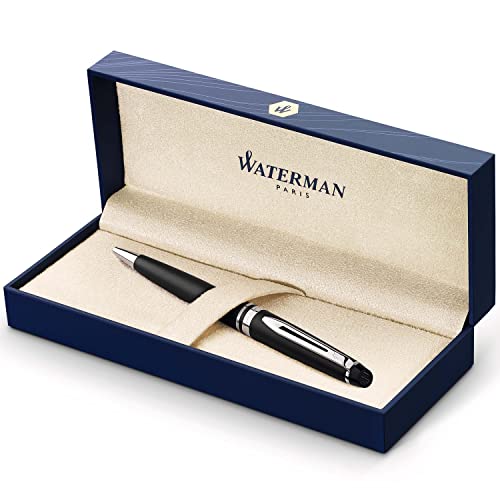 【中古】【未使用・未開封品】Waterman Expert Gift Box includes Medium Nib Chrome Trim Ball Pen - Matt Black/ Blue - Refill ボールペン (並行輸入品)