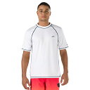 【中古】【未使用・未開封品】Speedo Men's UPF 50+ Easy Short Sleeve Rashguard Swim Tee, White, Medium
