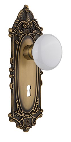 Nostalgic Warehouse Victorianプレートwith Keyholeホワイト磁器ノブ Mortise - 2.25" 702050 1
