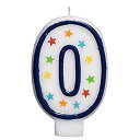 【中古】【未使用・未開封品】Star Studded Flat Moulded Number 0 Celebration Candle, White , 3.5 Wax