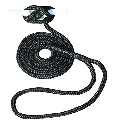 Invincible Marine 4.6m Double Braid Nylon Dock Line, 1.3cm by 4.6m, Black