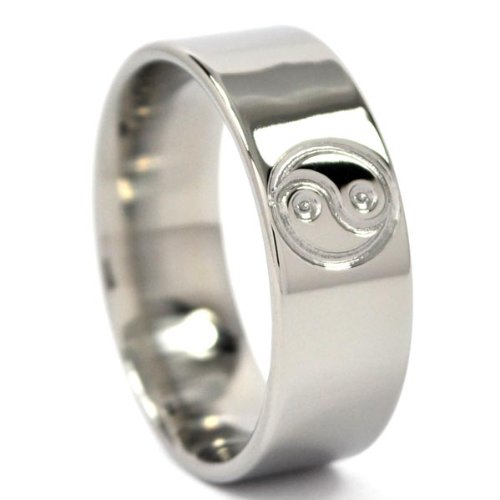 【中古】【未使用・未開封品】チタンリング 陰陽リング チタンバンド チタンジュエリー