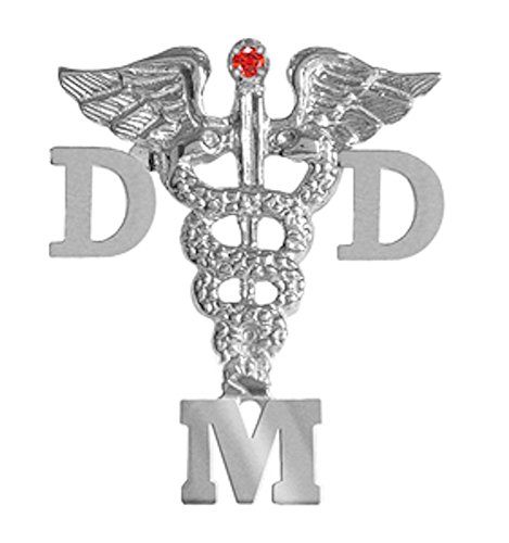 NursingPin - ドクター・オブ・デンタル メディシンDMD ラペルピン ルビー付き シルバー