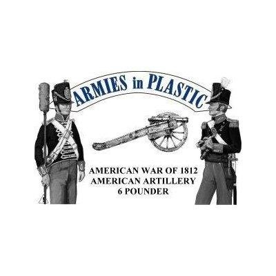 American War 1812 American Artillery Crew (5) w/6-Pdr Cannon (Blue Figs) 1/32 Armies in Plastic by Armies in Plastic