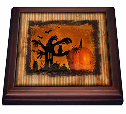 【中古】【未使用・未開封品】3drose TRV 34114?_ 1?Spooky halloween-trivet withセラミックタイル、8?" x 8インチ、ブラウン