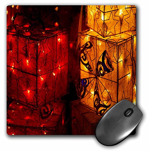 Mouse Pads - 【中古】【未使用・未開封品】3dRose LLC 8 x 8 x 0.25インチ マウスパッド レッド/ゴールド クリスマスライトボックス (mp_36878_1)