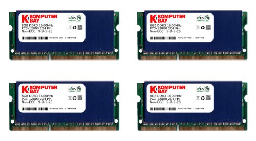 š̤ۡѡ̤ʡKomputerbay 32GB (4X 8GB) DDR3 PC3-12800 1600MHz SODIMM 204ԥ Ρȥѥ꡼ 9-9-25 ֥롼ҡȥץåդ