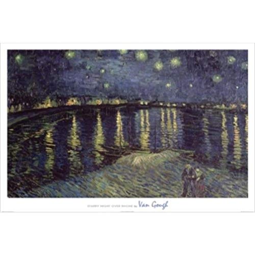 【中古】【未使用 未開封品】Starry Night Over the Rhone by Vincent Van Gogh 36 x 24アートプリントポスタークラシック博物館傑作Nighttime Painting