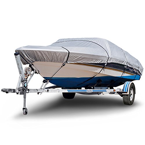 (5.2m - 5.8m Long (Beam Width Up to 270cm )) - Budge 150 Denier Boat Cover fits V-Hull Runabout Boats B-150-X5 (5.2m to 5.8m Long, Silv