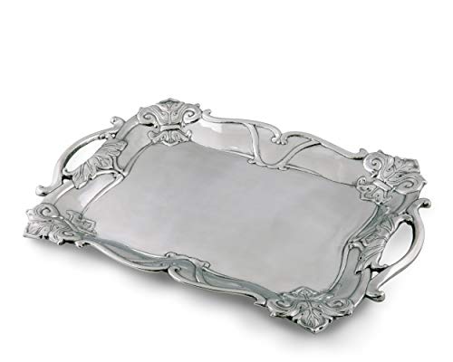 【中古】【未使用・未開封品】Arthur Court Fleur de Lis Rectangular Tray with Handles
