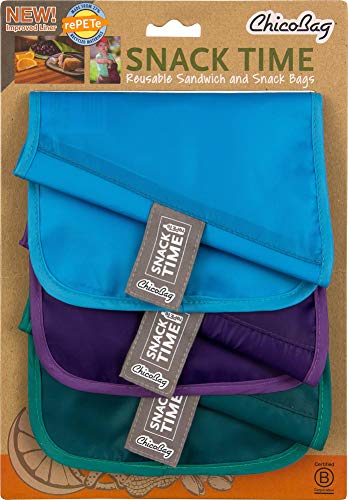 ChicoBag Recycled PET Baggies Snack and Sandwich Reusable Bags, Pack of 3