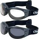 【中古】【未使用・未開封品】Global Vision Eyewear オートバイ用クリアゴーグルと薄い色がす付いたスモークゴーグル ポーチ/収納袋付き 昼夜使用可能 砂塵嵐に最適 荒れた地(4)
