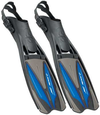 【中古】【未使用・未開封品】ScubaPro Jet Sport Fins、Scuba Pro Diving Fin、ブラックブルー-ミディアム（8-10）