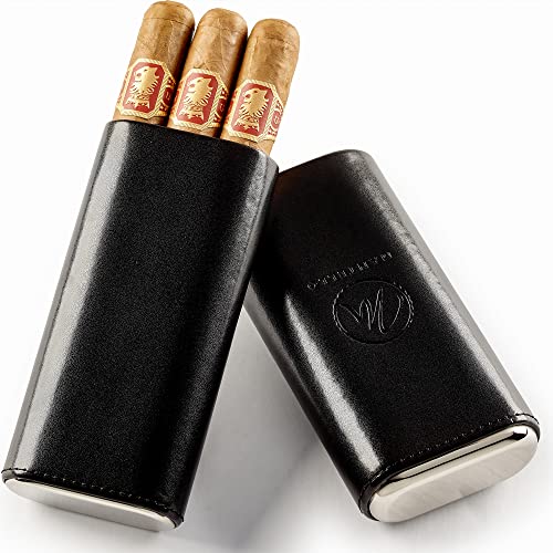 【中古】【未使用・未開封品】Mantello Black Leather Cigar Case with Interior Cedar Lining by Mantello Cigars [並行輸入品]