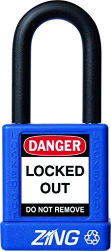 【中古】【未使用・未開封品】ZING 7033 RecycLock Safety Padlock, Keyed Alike, 1-1/2 Shackle, 1-3/4 Body, Blue by Zing Green Products