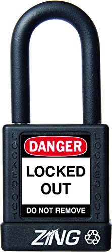 【中古】【未使用・未開封品】ZING 7037 RecycLock Safety Padlock, Keyed Alike, 1-1/2 Shackle, 1-3/4 Body, Black by Zing Green Products