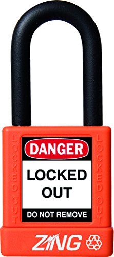 【中古】【未使用・未開封品】ZING 7043 RecycLock Safety Padlock, Keyed Alike, 1-1/2 Shackle, 1-3/4 Body, Orange by Zing Green Products