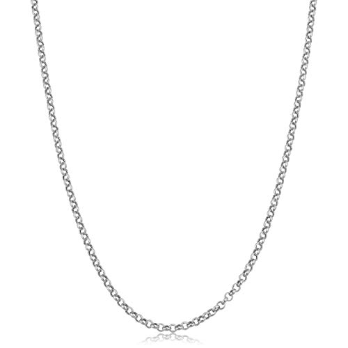 【中古】【未使用・未開封品】Kooljewelry ロロチェーンネックレス 14Kホワイトゴールド 2.4mm