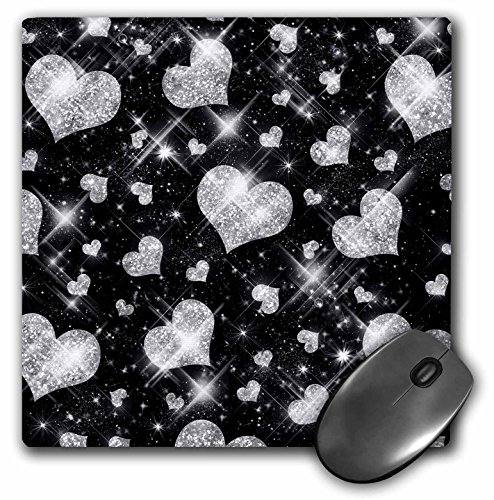 【中古】【未使用・未開封品】3drose LLC 8?x 8?x 0.25インチマウスパッド、Glitter Hearts、シルバーMP 41089?_ 1?)