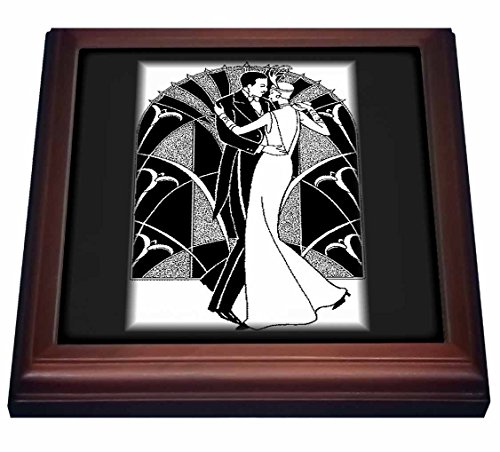 【中古】【未使用・未開封品】3dローズFloreneブラックandホワイト???アールデコDancing Couple???五徳 8 x 8