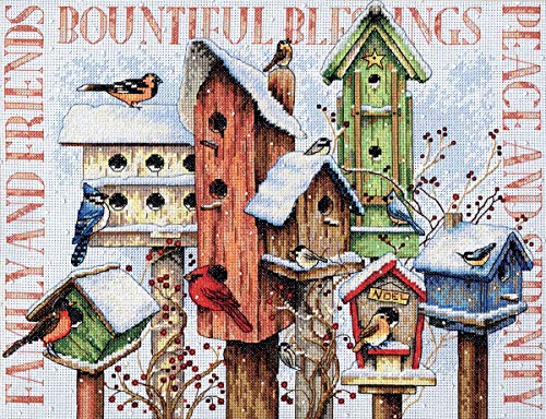 Winter Housing Counted Cross Stitch Kit-18"X15" 14 Count (並行輸入品)