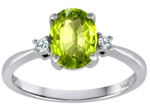 【中古】【未使用・未開封品】Tommaso Design 8x6mm 楕円形 本物のペリドット 婚約指輪 14kt ゴールド,..