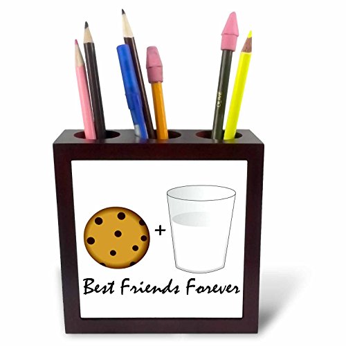 【中古】【未使用・未開封品】3drose LLC Cute Cartoon Milk and Cookies Best Friends Forever 5インチタイルペンホルダー