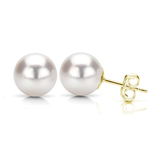 【中古】【未使用・未開封品】White Cultured Freshwater Pearl Stud Earrings 14K Gold Jewelry