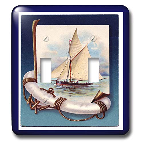 【中古】【未使用・未開封品】3dRose lsp_44760_2インチ ヴィンテージ ヨット N アンカー ネイビーブル..