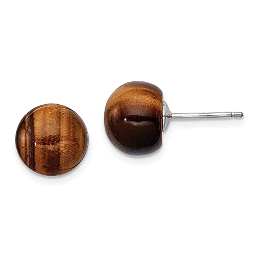 【中古】【未使用 未開封品】ICE CARATS 925 Sterling Silver Button Tiger Eye Post Stud Ball Earrings Fine Jewelry Ideal Gifts For Women Gift Set From Heart