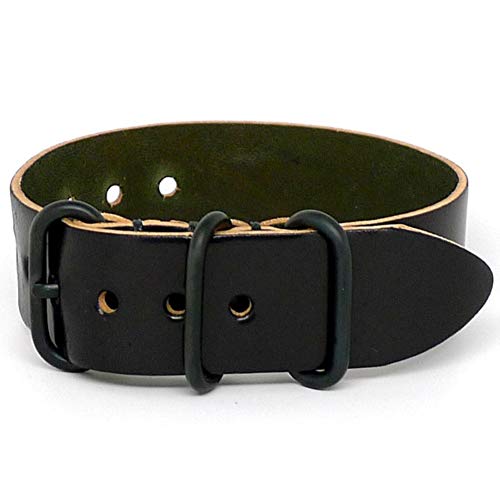 【中古】【未使用・未開封品】DaLuca Shell Cordovan 1 Piece NATO Watch Strap - Black (PVD Buckle) ..
