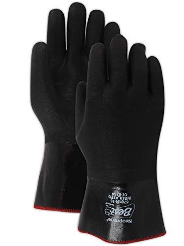 š̤ۡѡ̤ʡSHOWA 6781R Insulated Fully-Coated Cotton Jersey Neoprene Glove, Triple Layered Foam Insulation, Chemical Resistant, 12 Gauntlet, Large