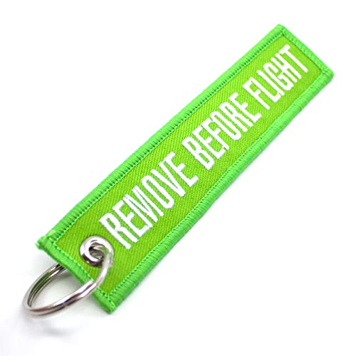 Remove Before Flight キーチェーン - ライムグリーン/ホワイト - Rotary13B1