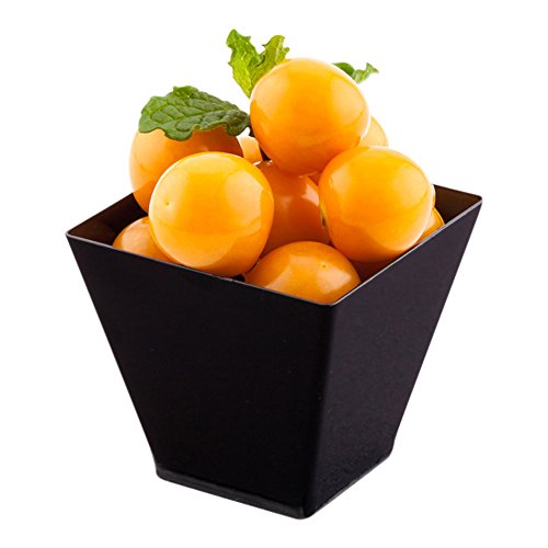 【中古】【未使用 未開封品】2-oz Mini KovaデザートTumbler Cup エレガントな正方形ブラックプラスチックカップ: Perfect for serving desserts スナックサンプル