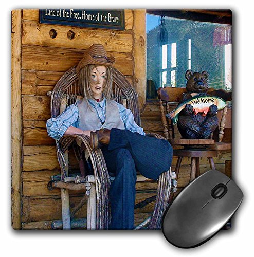 【中古】【未使用・未開封品】3drose LLC 8?x 8?x 0.25インチのマウスパッド、Mannequin古いLodge Porch in Pine Valley, Utah with Land of Free Home of the Brave Sign B