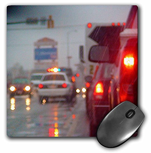 【中古】【未使用・未開封品】3drose LLC 8?x 8?x 0.25インチマウスパッド、A Police Car with itsライトon in Rain Storm Going後Someone (MP 48314?_ 1?)