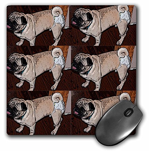 楽天AJIMURA-SHOP【中古】【未使用・未開封品】3drose 8?x 8?x 0.25インチマウスパッドTan andホワイトペットパグWalking Around inおむつSo Cute It Makes You Laugh 6倍（ MP _ 49473?_ 1